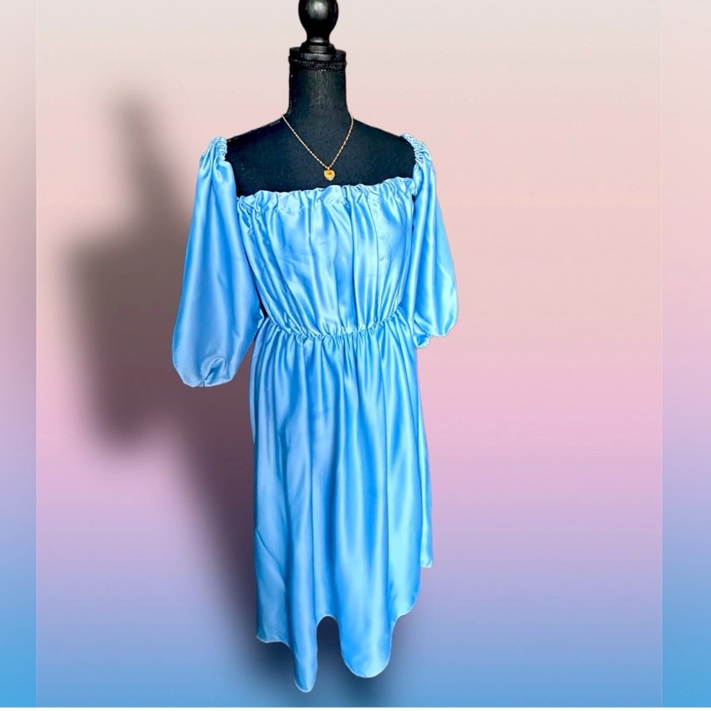 Mimi Maternity Satin Blue Dress - Size XL